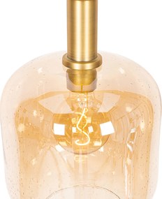 Inteligentna lampa wisząca czarna z mosiądzem i bursztynowym szkłem z Wifi G95 - Zuzanna