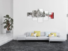 Obraz - Pociąg w zaśnieżonym krajobrazie (125x70 cm)