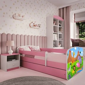 Łóżko dla dziewczynki z materacem Rostok 2X mix 80x180 - różowe