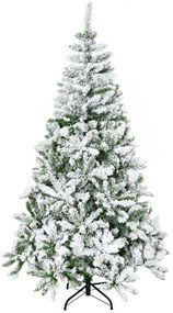 HOMCOM Sztuczna Choinka z Efektem Śniegu, Ognioodporna, Konstrukcja na Zawiasach, Zielony/Biały | Aosom PL