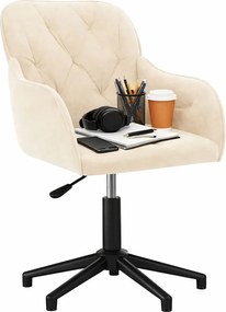 Kremowe, obrotowe krzesło biurowe tapicerowane L1-C74