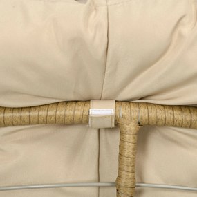 Outsunny Fotel wiklinowy Fotel ogrodowy Boho Styl, odporny na warunki atmosferyczne, 85 cm x 70 cm x 82 cm, Krem + Natur