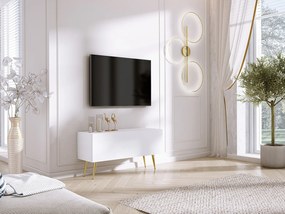 Szafka RTV, biały mat, złote nogi, 100 x 52 x 32 cm