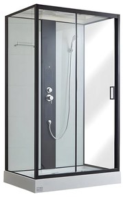 Kabina prysznicowa z hydromasażem PRIMEA – 2 strefy dysz masujących – 120 × 80 × 215 cm (dł. × szer. × wys.) – deszczownica i słuchawka prysznicowa ręczna