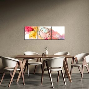 Obraz - Atramentowa abstrakcja (z zegarem) (90x30 cm)