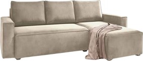 PROMOCJA Beżowa rozkładana narożna sofa CAVELO, dwustronna II. jakość