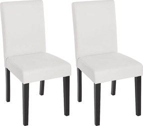 Zestaw 2 krzeseł do jadalni Littau ze sztucznej skóry,  imitacja skóry, matowy biały, ciemne nogi