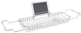 Metalowa regulowana półka na wannę w kolorze srebra PT LIVING Tub, 61-86 cm