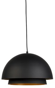 Skandynawska lampa wisząca czarna ze złotem 2-warstwowa - Claudius Nowoczesny Oswietlenie wewnetrzne