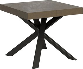 Stół rozkładany 90/194x90 cm Clerk szaro-beżowy nogi antracytowe