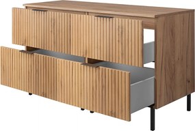 Szafka pod umywalkę, Dąb Craft + czarny uchwyt, 120 x 77 x 46 cm, nogi czarne + Blat