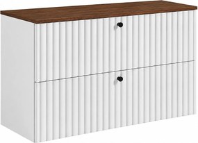 Szafka łazienkowa wisząca z blatem 80, biały + blat dąb orzech, uchwyty w trzech kolorach, 80 x 44,4 x 58,6 cm