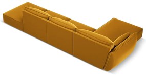 Musztardowy aksamitny narożnik (lewostronny/z szezlongiem) Vanda – Mazzini Sofas