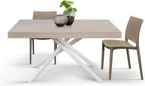 Stół drewniany, wiąz perłowy, podstawa biała, wym.160x90-240x90cm - CARRARA