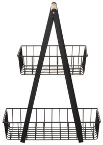 Dwupoziomowy stojak do przechowywania z bambusową rączką