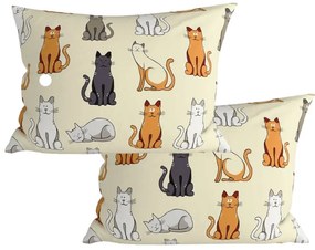 Zestaw 2 szt. dekoracyjnych poszewek na poduszki COLORED CATS BLEND 50x70 cm, kremowy