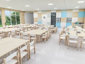 Stół przedszkolny 10-cio osobowy z regulacją wysokości klonowy