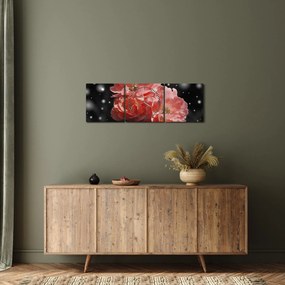 Obraz różowego kwiatu (z zegarem) (90x30 cm)