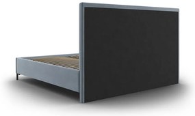 Jasnoniebieskie tapicerowane łóżko dwuosobowe ze schowkiem i stelażem 160x200 cm Casey – Mazzini Beds
