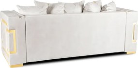 Sofa PALLAZO 3S Trzyosobowa Kremowo/Złota Welurowa Glamour