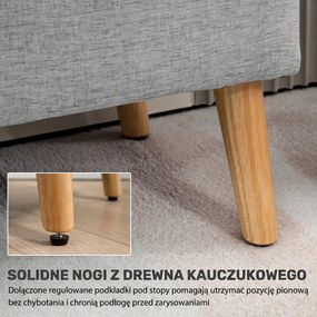HOMCOM Ławka tapicerowana z przestrzenią do przechowywania, wykończenie w wyglądzie lnu, nogi z drewna kauczukowego, do 220 kg, 110x39x45cm, szara