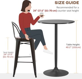 HOMCOM Stolik barowy stojący, stół dla 2 osób, 70 x 70 x 102 cm, czarny | Aosom PL