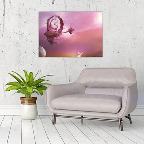 Obraz na szkle - Wróżka na pływającej wyspie (70x50 cm)