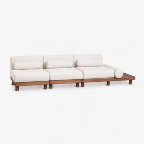 Modułowa Sofa Ogrodowa 3-częściowa Z Bocznym Stolikiem Z Akacji Edrien Akacja Brąz - Sklum