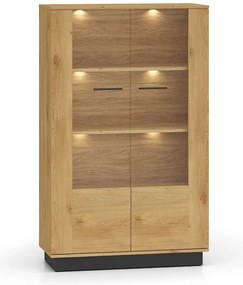 Witryna niska BRONX 2D 92cm dąb/czarna ML MEBLE