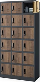 Szafa skrytkowa zamykana na klucz Eco Design Karol 90x40x185 cm, antracyt/orzech