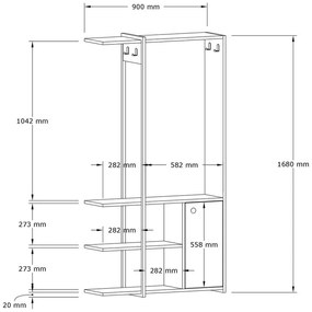 Czarny zestaw do przedpokoju w dekorze dębu Kumsal – Kalune Design