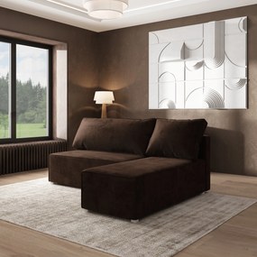 Masseno Narożnik BRISO z funkcją spania i pojemnikiem na pościel Narozniki L, Rozkładana sofa - Brązowy, MONOLITH 29