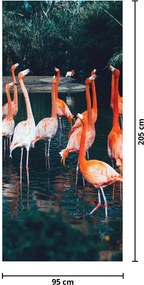 Fototapeta na drzwi - Stada flamingów (95x205cm)