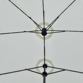 Outsunny Parasol ogrodowy dwustronny z oświetleniem LED solarnym 45m na taras owalny czarny kremowy | Aosom PL