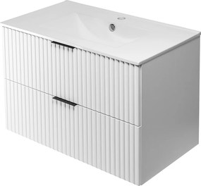 Szafka pod umywalkę, Biały, 80 x 57 x 46 cm, uchwyt czarny, bez blatu