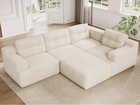 Elastyczna sofa modułowa - całkowita konstrukcja z pianki - brak konieczności montażu - tkanina z szenili - beżowy