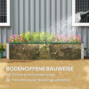 Outsunny Stalowa Donica Ogrodowa z 3 Obszarami Zielona 183x47x40cm Prosty Montaż z Otwartym Dołem | Aosom PL