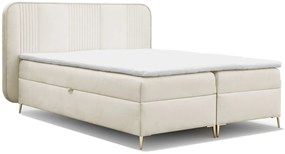 Kremowe welurowe łóżko z pojemnikami 4 rozmiary H2-T52