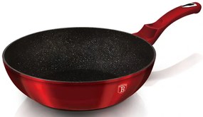 Czerwony wok z powłoką granitową na indukcję 30cm R5-G21