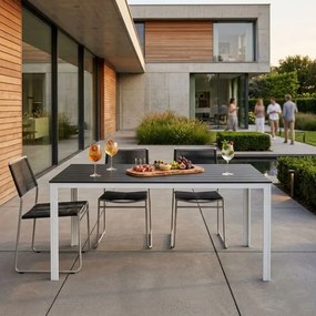 Stół ogrodowy obiadowy Caprila 156x78 cm, kolor biało-szary