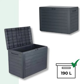 Pojemnik do przechowywania WOODEBOX, 190L,78x44x55cm, antracytowa Prosperplast