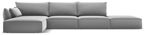 Jasnoszary aksamitny narożnik (lewostronny/z szezlongiem) Vanda – Mazzini Sofas