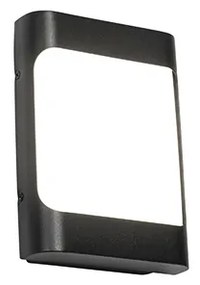 Zewnetrzna Designerska lampa ścienna zewnętrzna czarna z LED IP44 z czujnikiem zmierzchu - Khuvan Nowoczesny Oswietlenie zewnetrzne