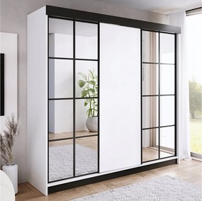 Szafa przesuwna z lustrem BARI 2 biała 250