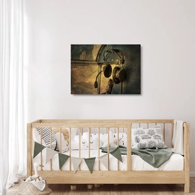 Obraz na szkle - Słuchawki lotnicze w stylu vintage (70x50 cm)