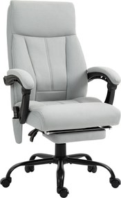 Vinsetto Fotel biurowy z masażem i ogrzewaniem podnóżek regulowany do 120 kg szary | Aosom PL