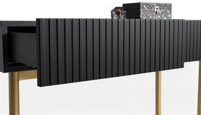 Biurko Nicole 100 cm z szufladami - czarny mat / złote nóżki