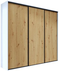 Szafa przesuwna biel + dąb artisan + czarne paski - Estori 5X
