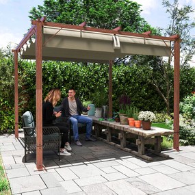 Outsunny Garten-Pergola 3 x 3 m, Regulowane Zadaszenie Tarasu, Rama z Aluminium, Ochrona przed Słońcem UPF30+, Drewno Naturalne