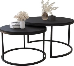 Zestaw dwóch czarnych stolików kawowych H8-M81